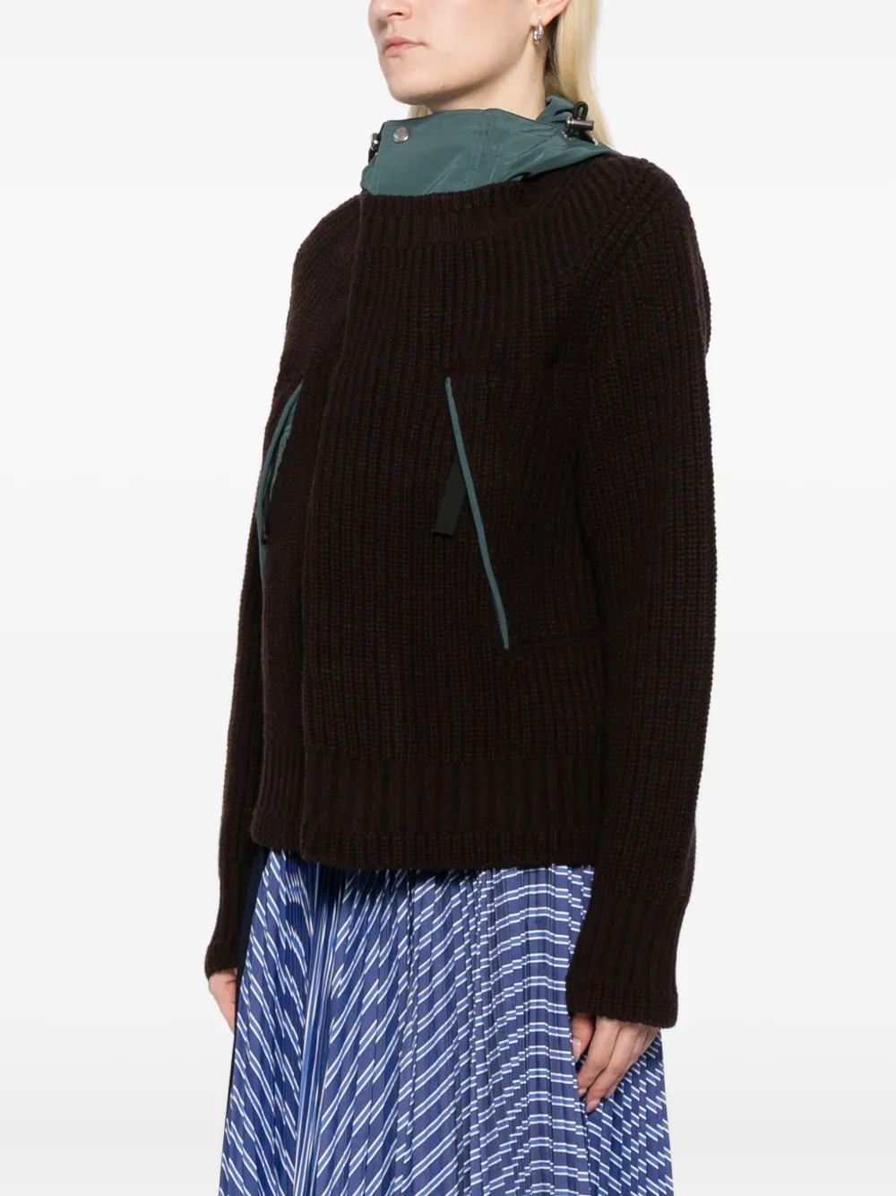 Sacai Double-layer Jumper In Brown