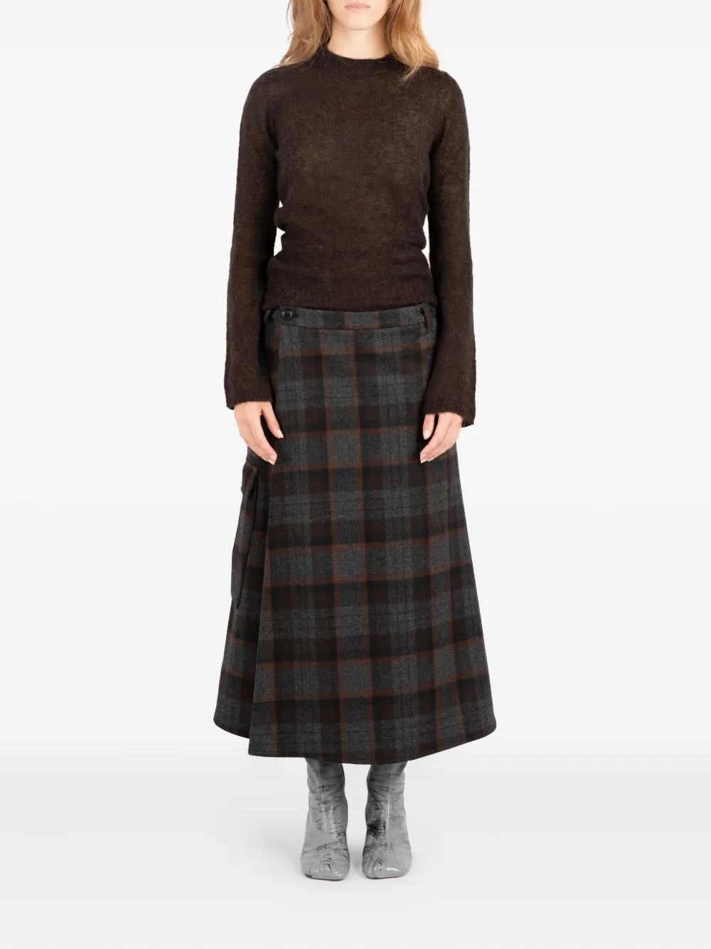 Société Anonyme check pocket-detail skirt - Grijs