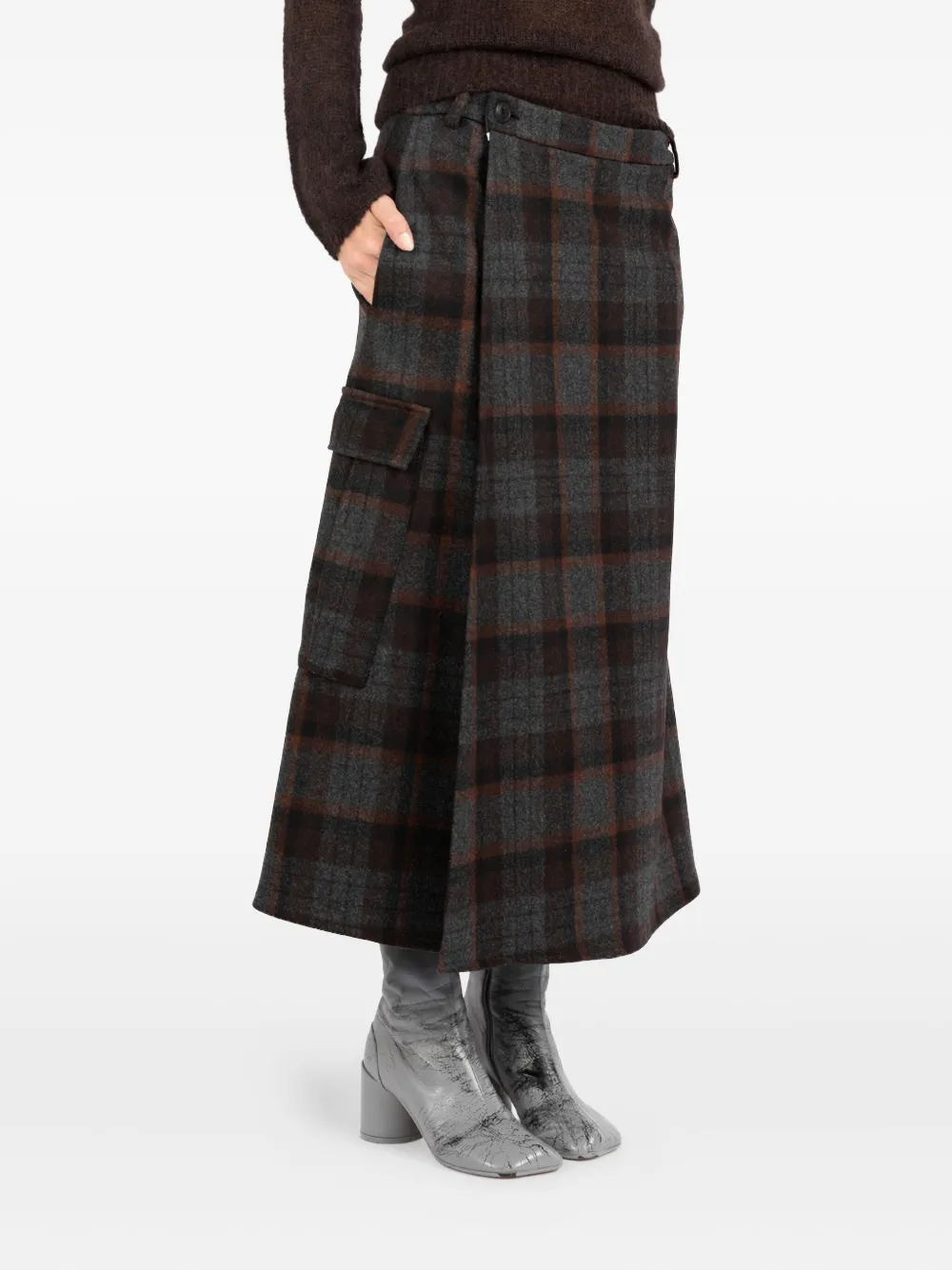 Société Anonyme Check Pocket-detail Skirt In Black