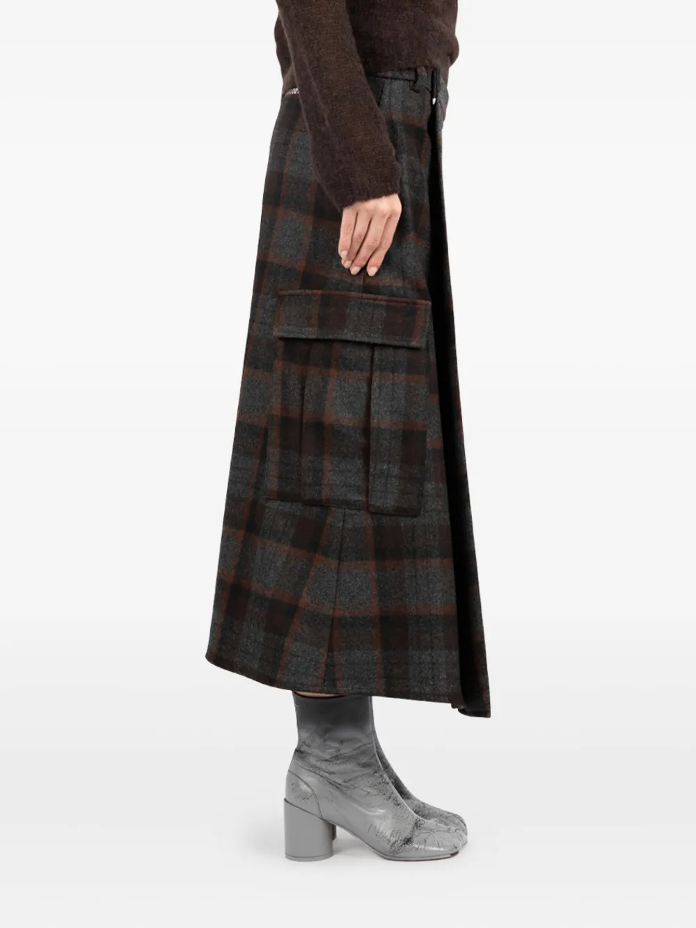 Société Anonyme Check Pocket-detail Skirt In Black