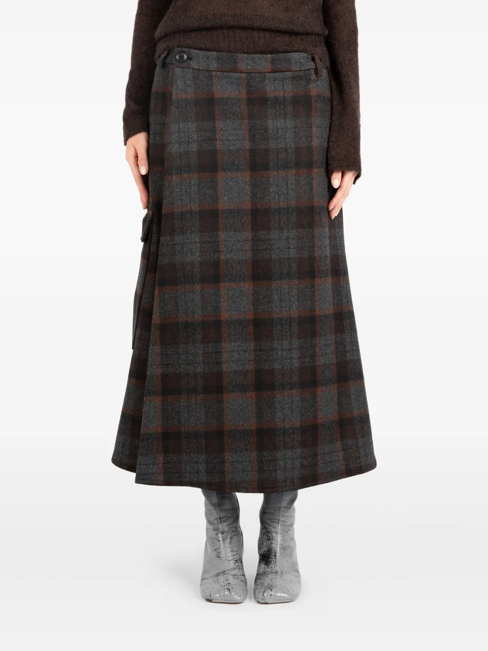 Société Anonyme Check Pocket-detail Skirt In Black