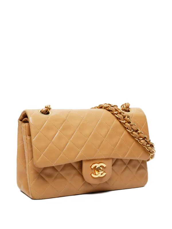 CHANEL Pre-Owned 1997-1999 Small Classic Double Flap Shoulder Bag Brown  FARFETCH IN