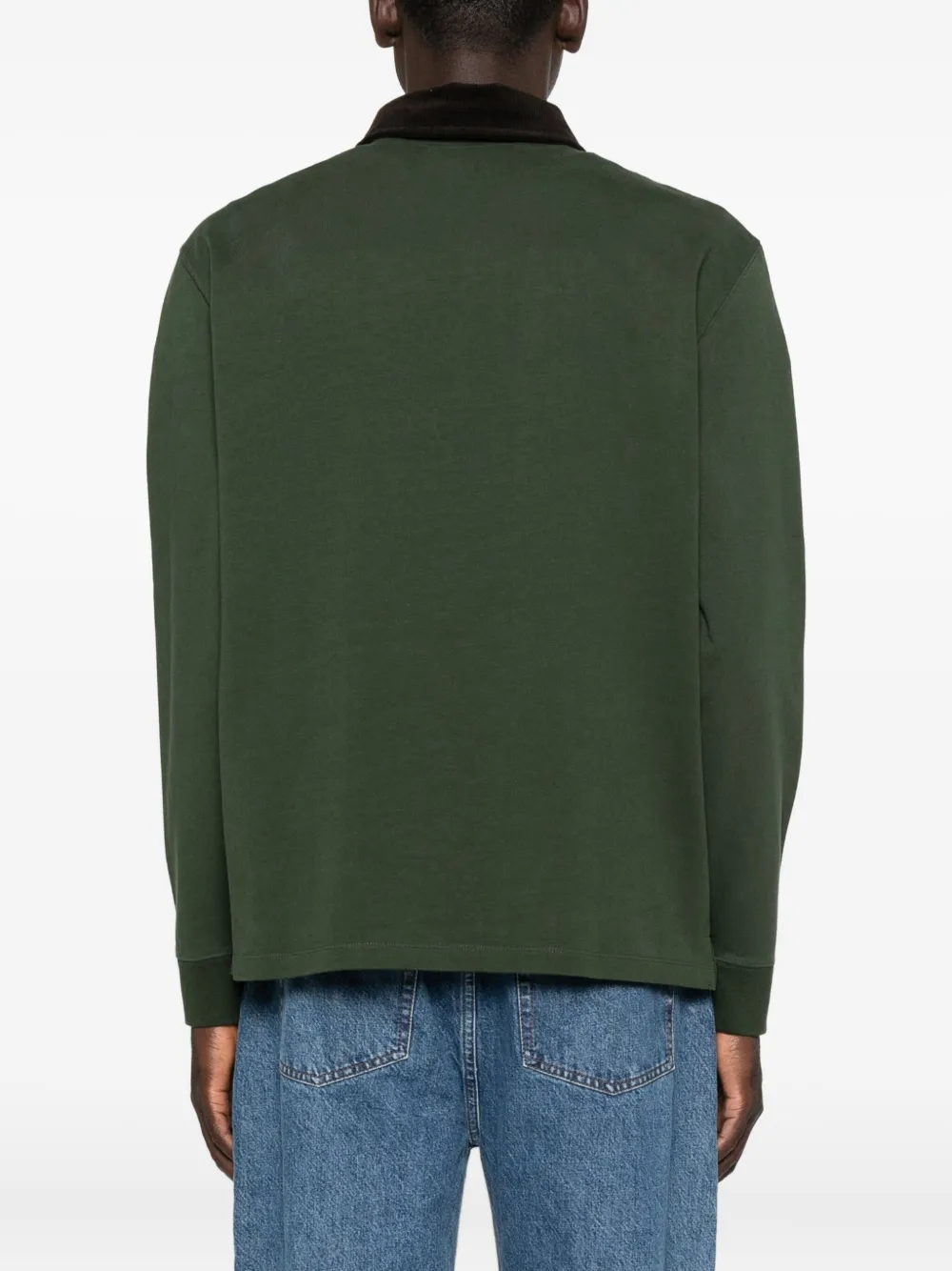 Maison Labiche Overhemd met fluwelen kraag en lange mouwen Groen