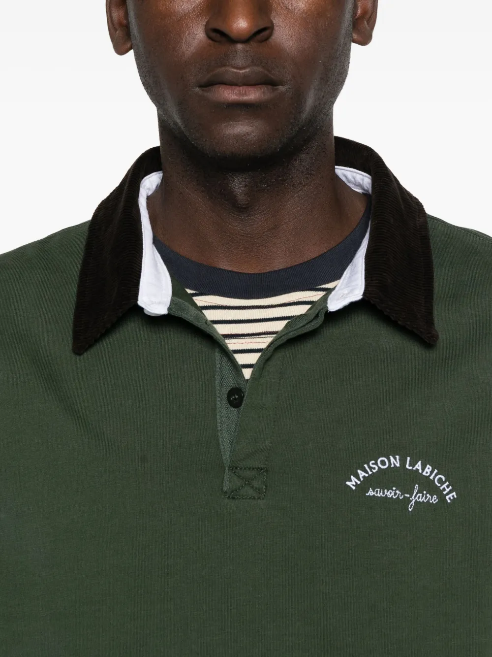 Maison Labiche Overhemd met fluwelen kraag en lange mouwen Groen