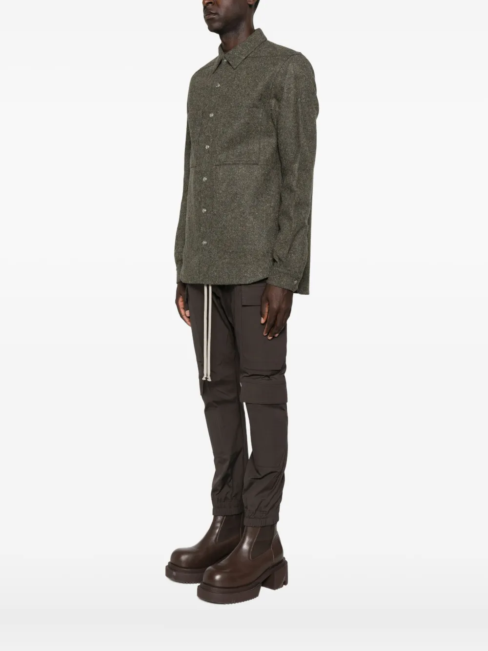 Rick Owens Button-fastening Patch-pocket Shirt In Gray