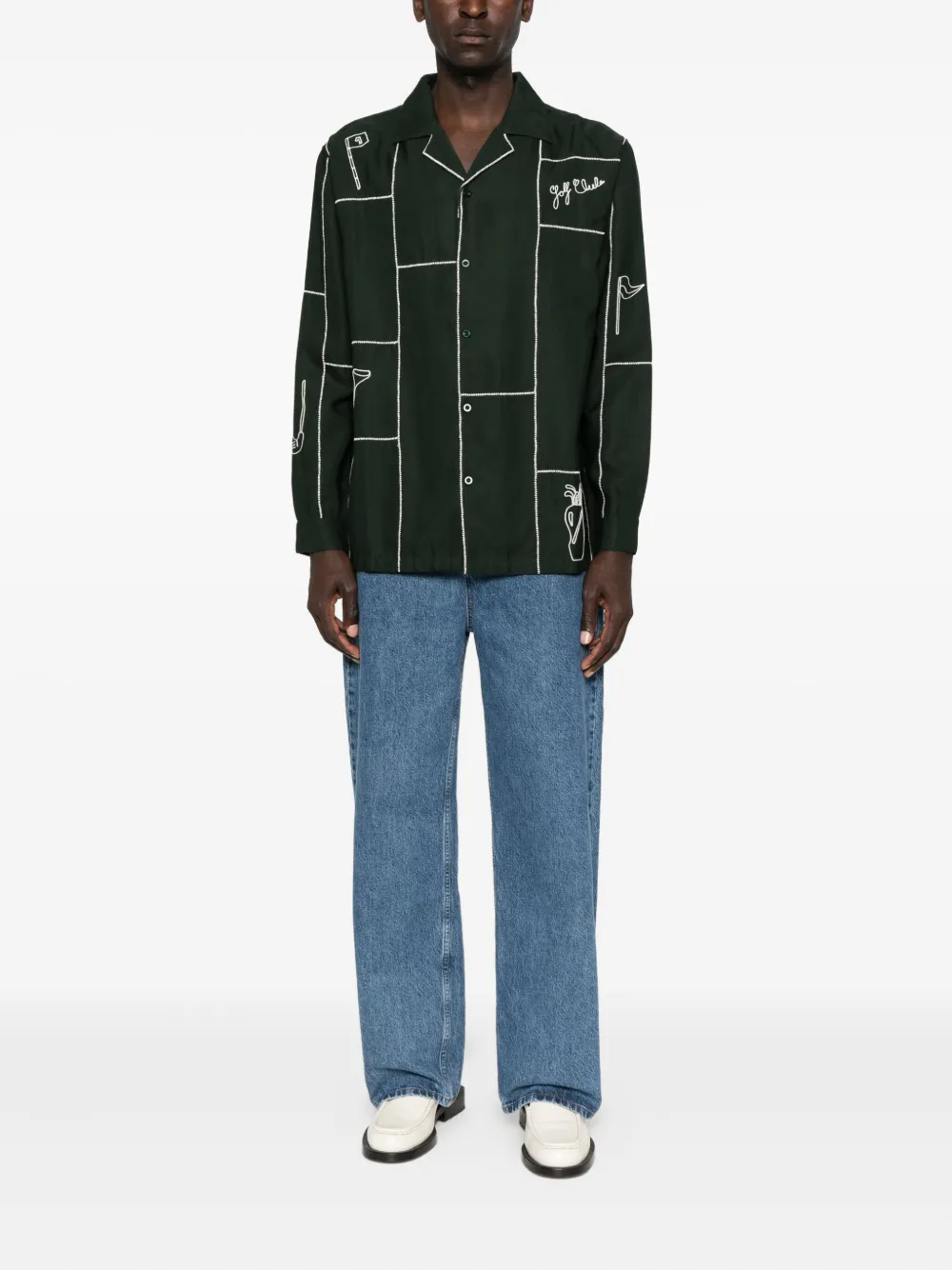 Maison Labiche Riqueti motif-embroidered shirt - Groen
