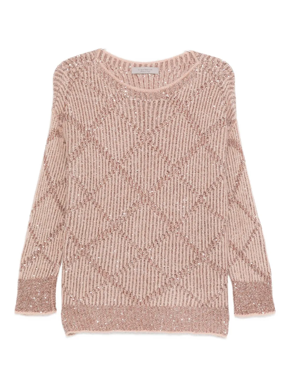 D Exterior Sequin-embellished Diamond-pattern Sweater In Neutral