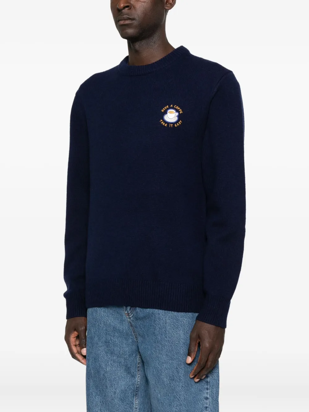 Maison Labiche Mawas sweater met geborduurd detail en ronde hals Blauw