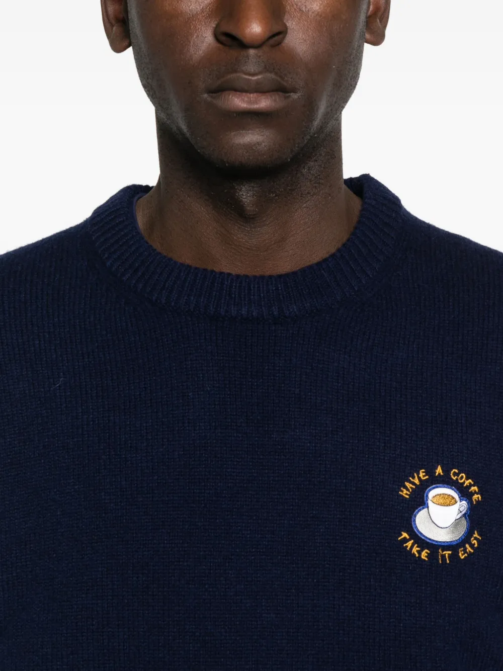 Maison Labiche Mawas sweater met geborduurd detail en ronde hals Blauw