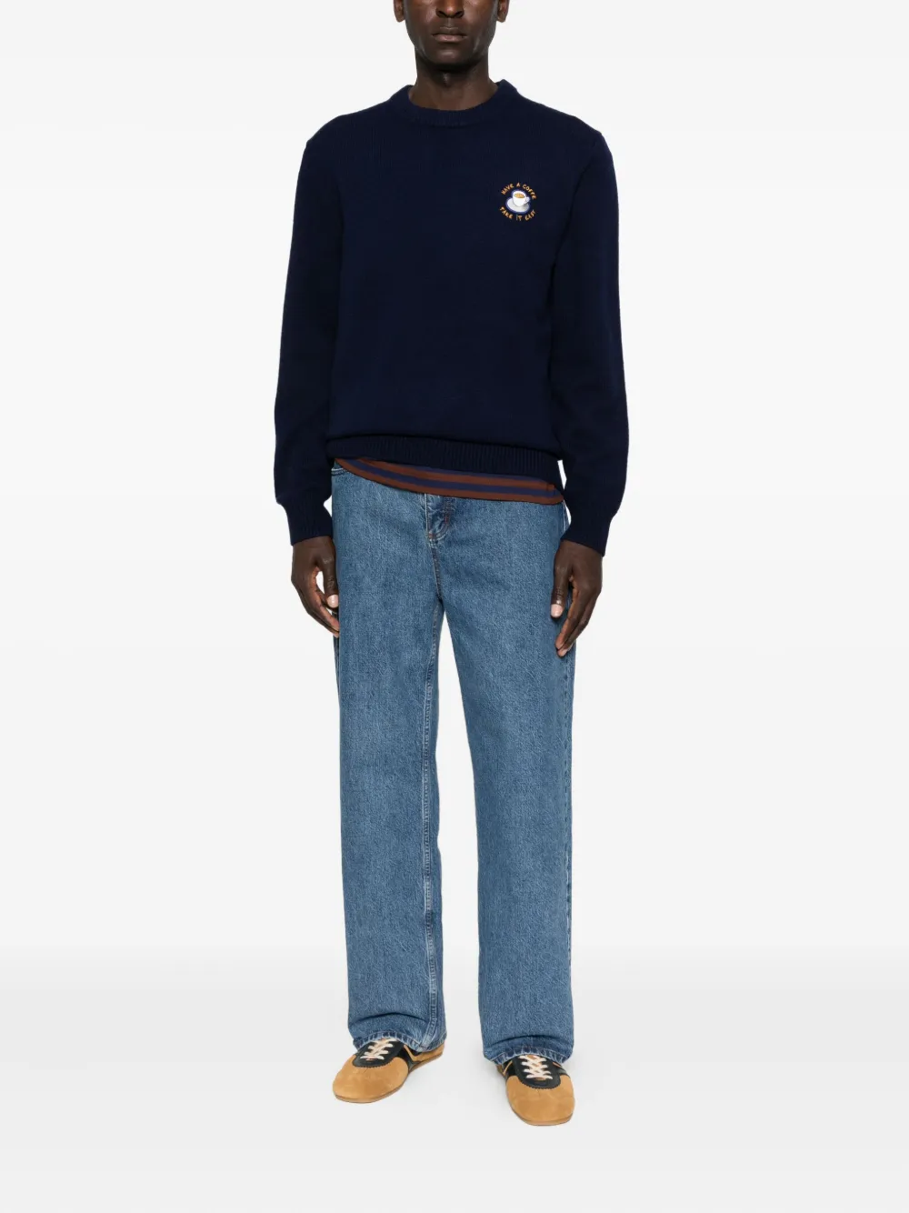 Maison Labiche Mawas embroidered-detail crew-neck sweater - Blauw