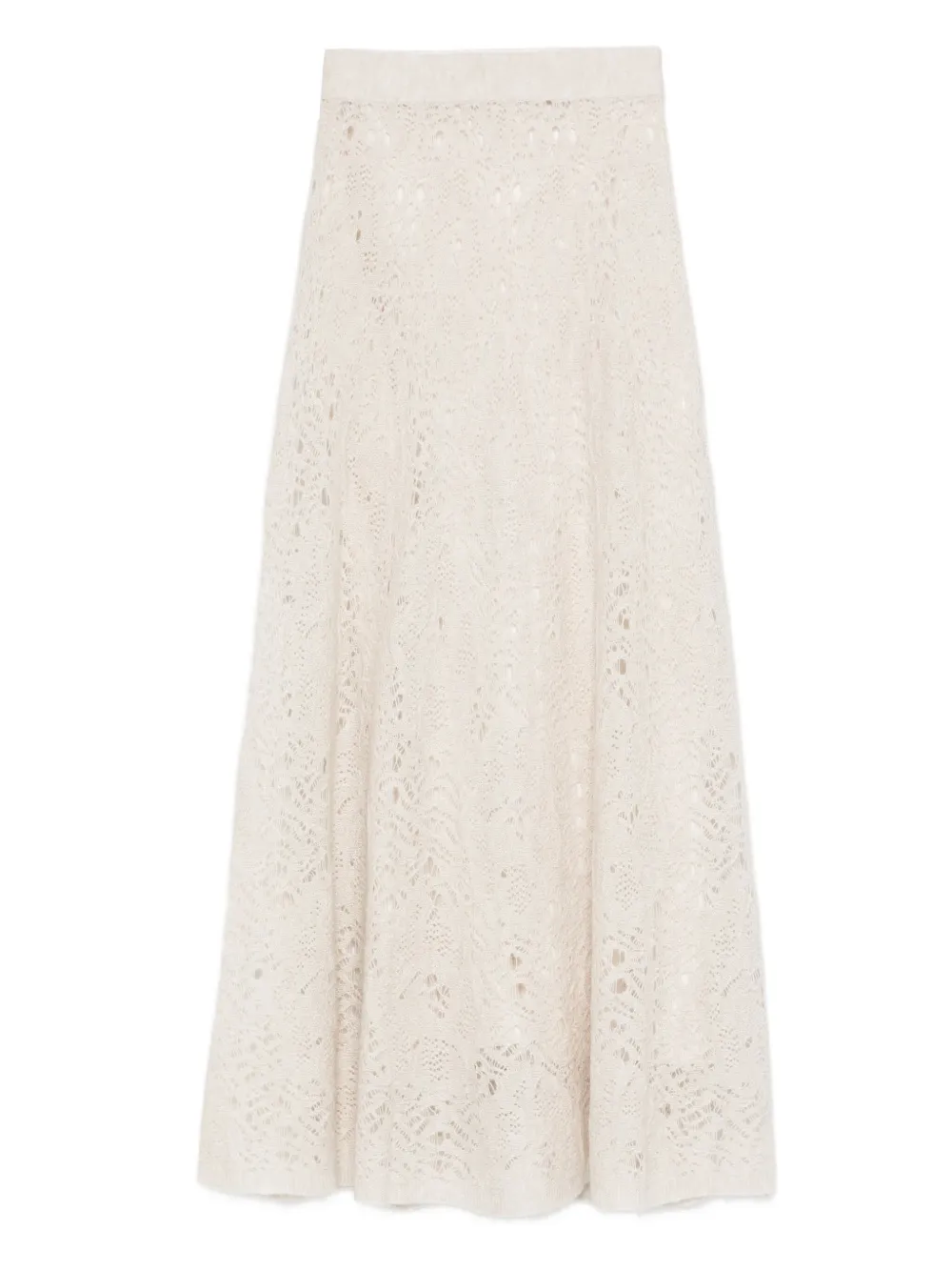 D.Exterior lace-pattern flared skirt | Neutrals | Image 1