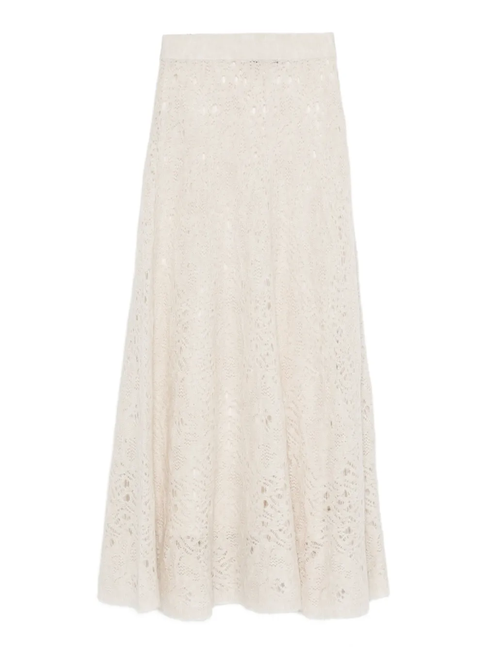 D.Exterior lace-pattern flared skirt - Beige
