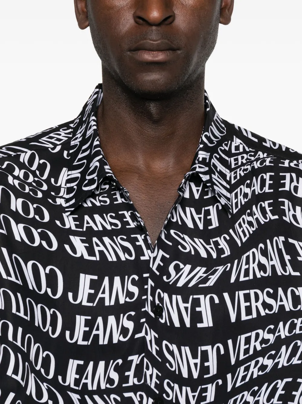 Versace Jeans Couture Overhemd met logoprint Zwart