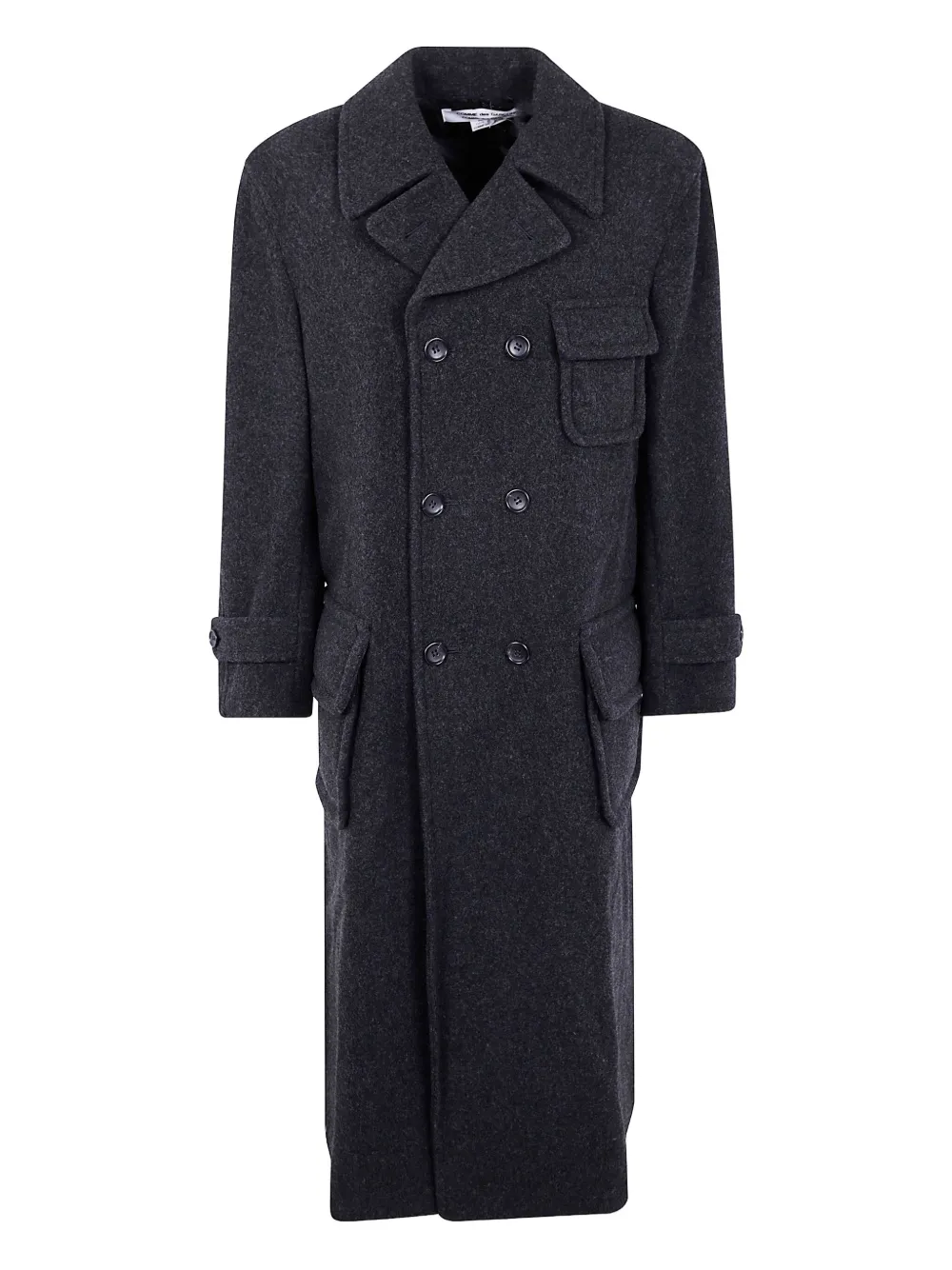 Comme Des Garçons Long Double Breasted Coat With Notched Lapels In Black