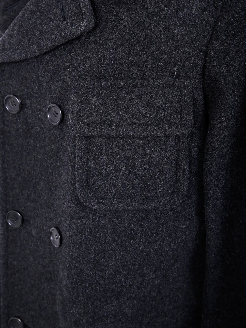 Comme Des Garçons Long Double Breasted Coat With Notched Lapels In Black