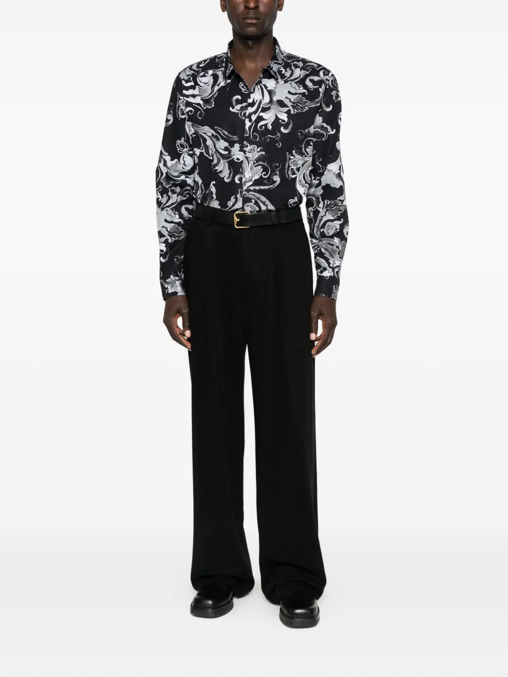 Versace Jeans Couture baroque-print long-sleeves shirt - Zwart