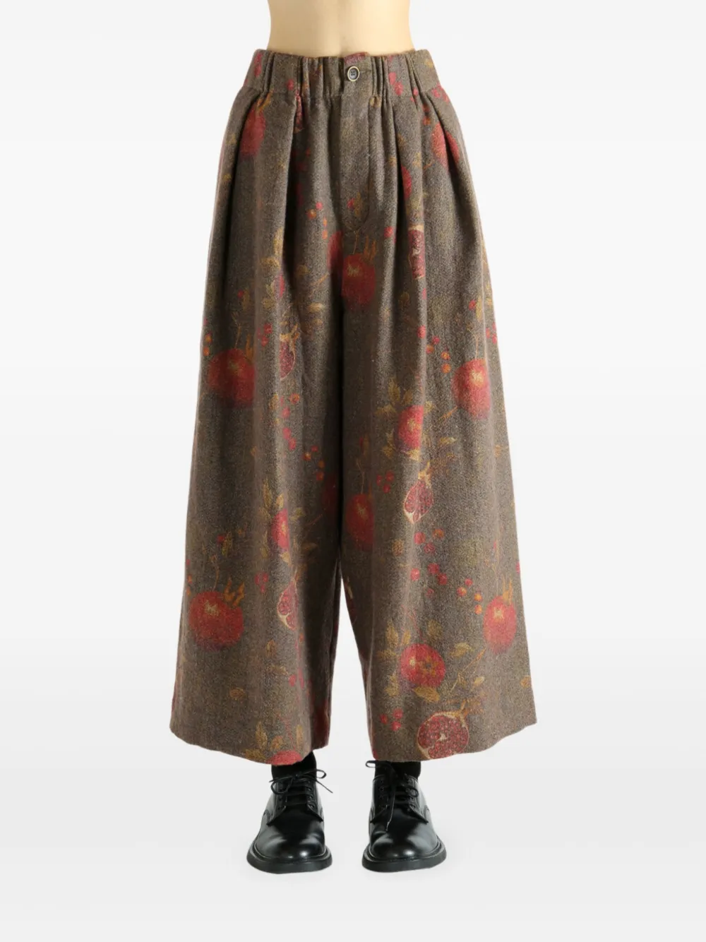 Uma Wang pomegranate print pleated trousers - Groen