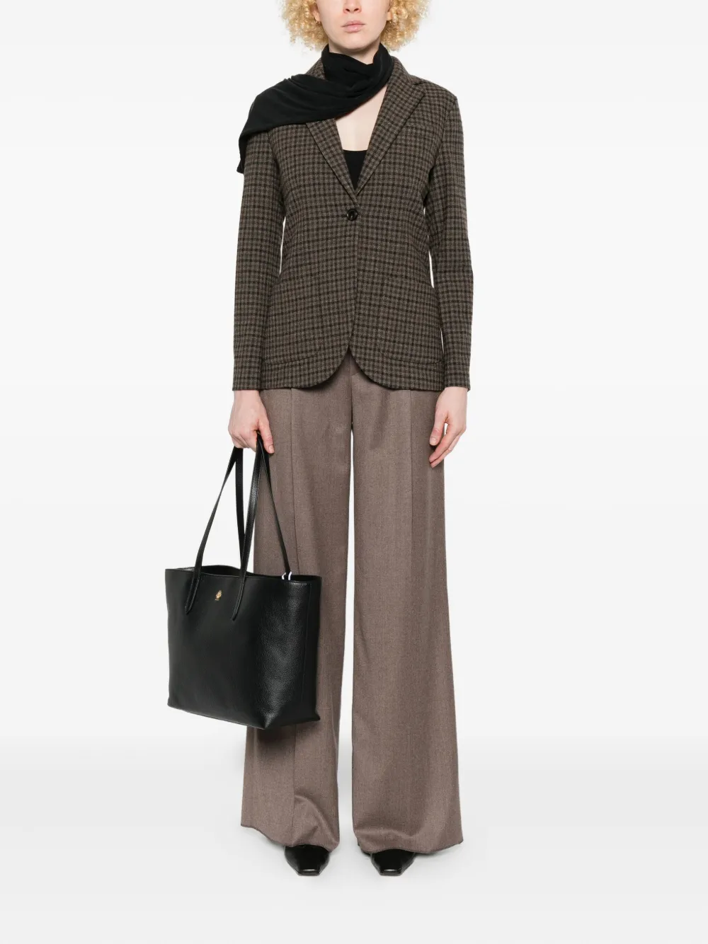 Circolo 1901 Checked Single-breasted Blazer In Brown