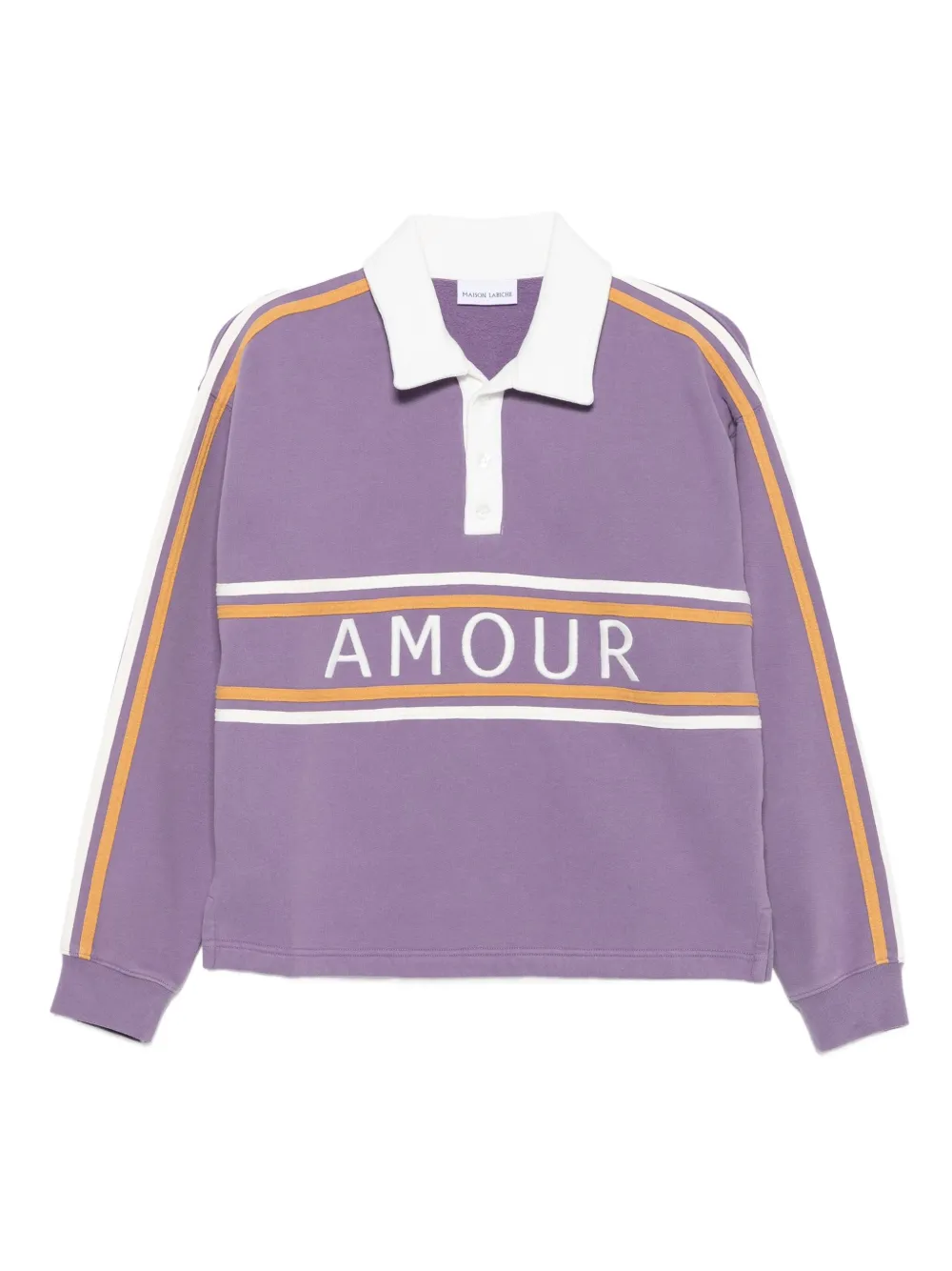 Maison Labiche cépré stripe-detail polo shirt | Purple | Image 1