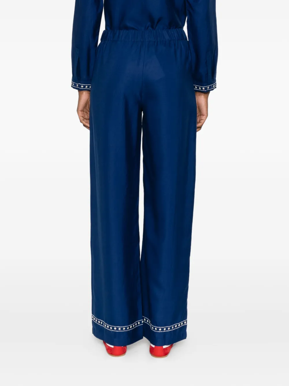 Maison Labiche Broek met borduurwerk Blauw