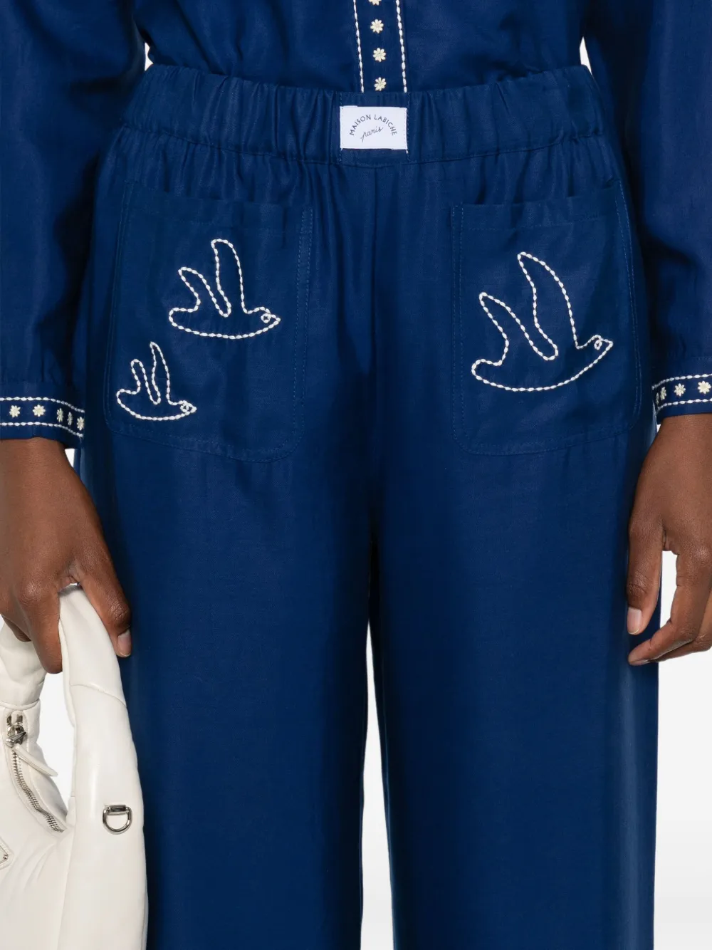 Maison Labiche Broek met borduurwerk Blauw