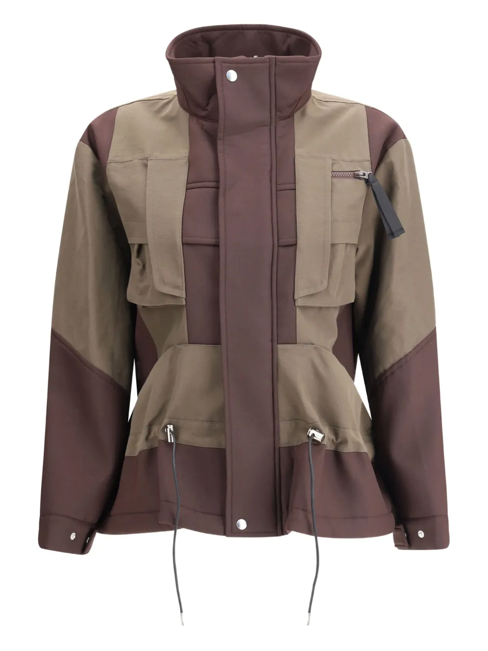 sacai paneled high-neck bomber jacket - ニュートラル sacai paneled high-neck bomber jacket - ニュートラル