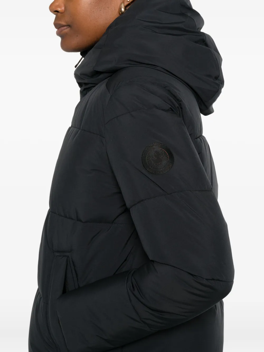 Save The Duck Hooded Quilted Coat In Blue