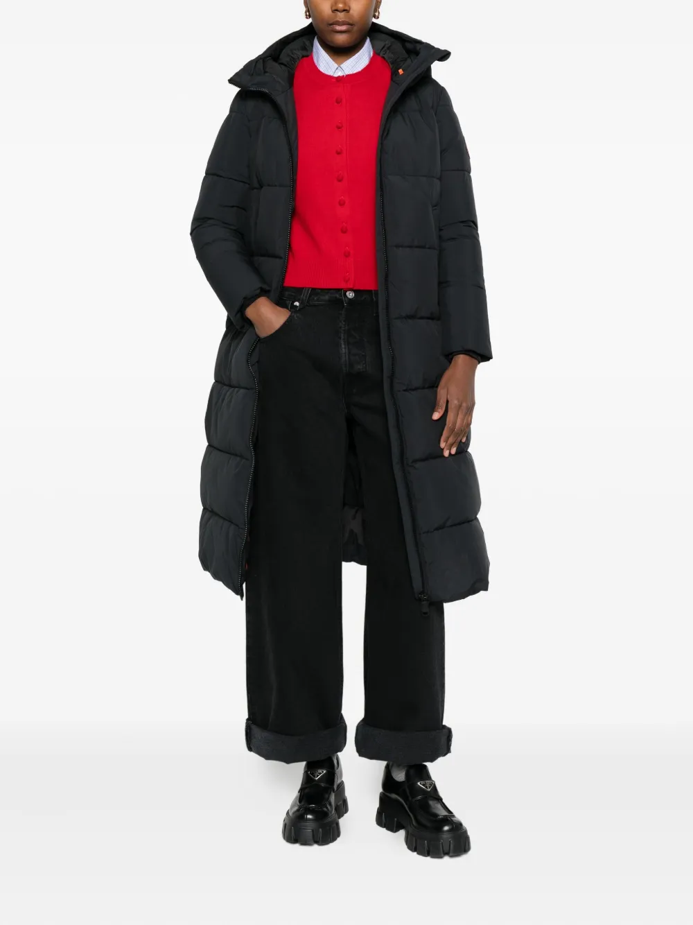 Save The Duck Hooded Quilted Coat In Blue