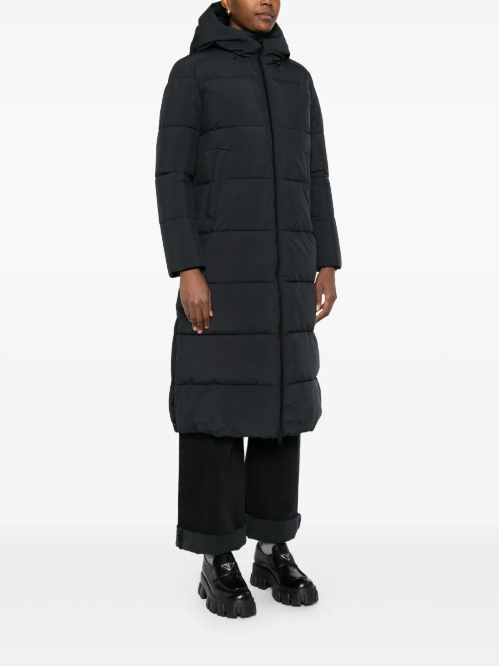 Save The Duck Hooded Quilted Coat In Blue