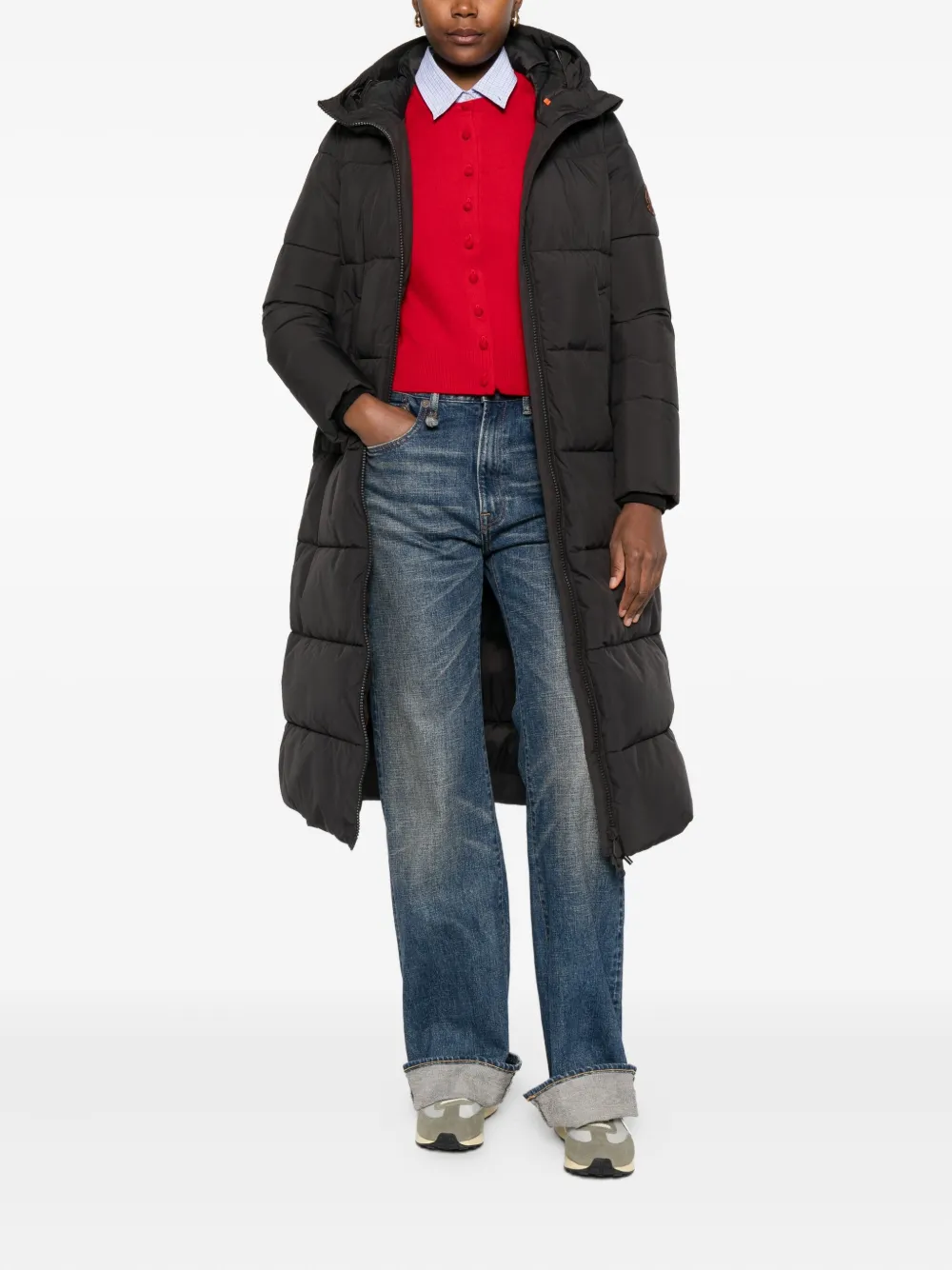 Save The Duck Hooded Quilted Coat In Brown