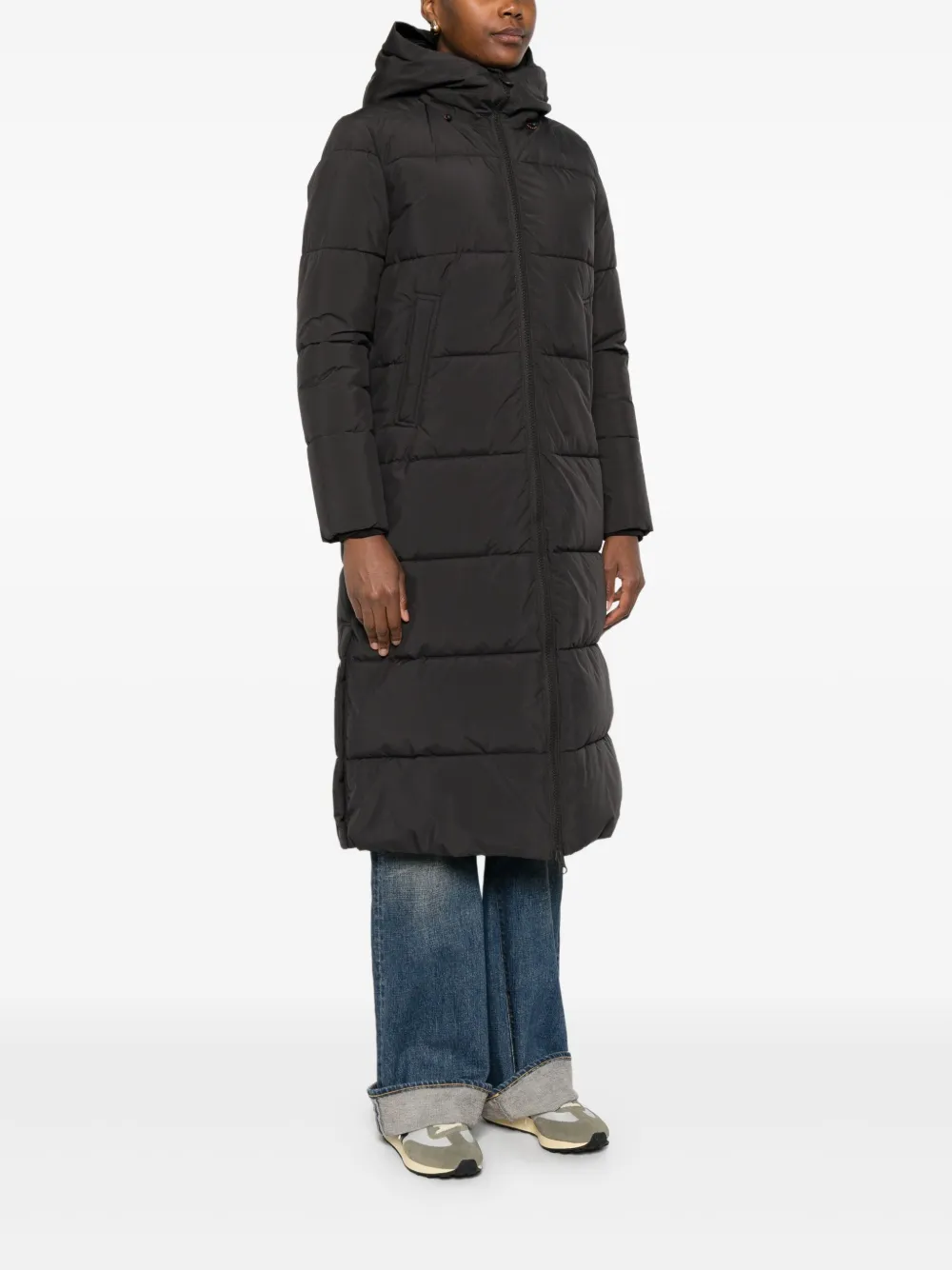 Save The Duck Hooded Quilted Coat In Brown