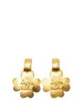 CHANEL Pre-Owned 1995 Gold Plated CC Clover Clip on Earrings costume earrings