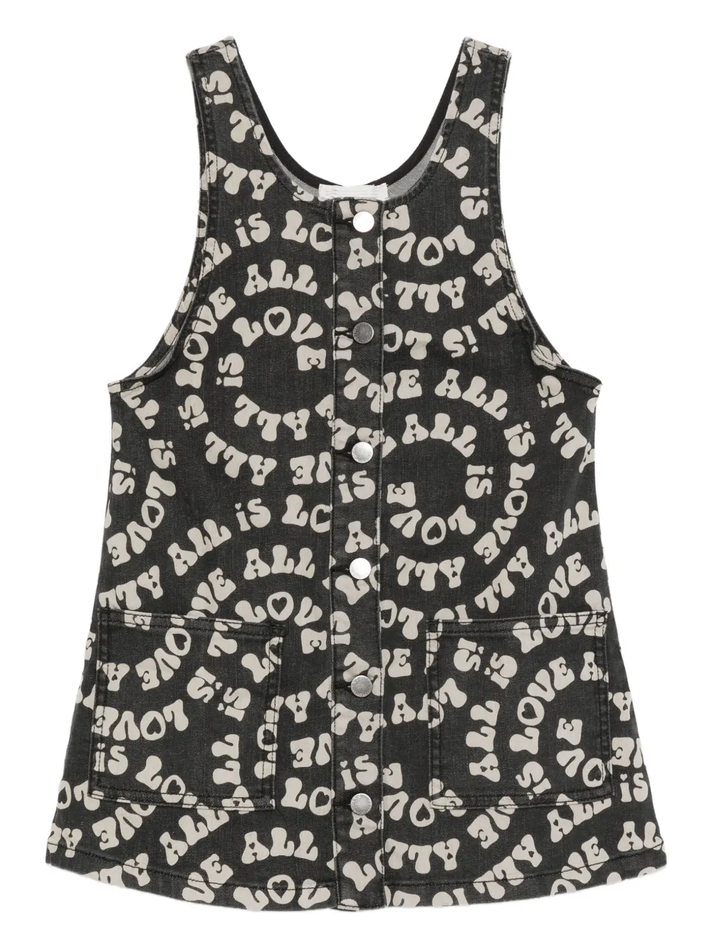 Stella McCartney Kids All Is Love-print button-fastening dress | Black | Image 1