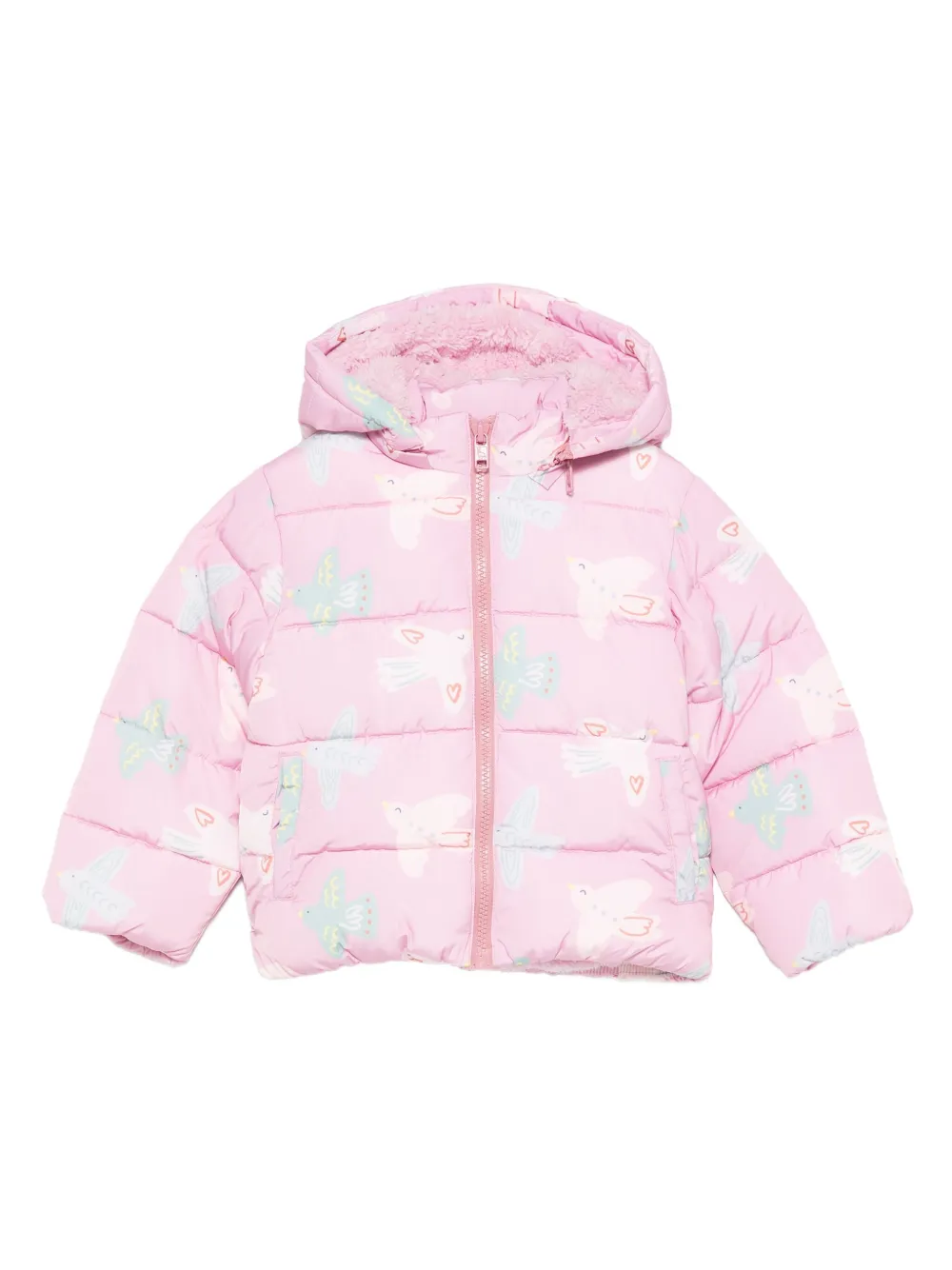 Stella Mccartney Bird-print Quilted Jacket In Pink