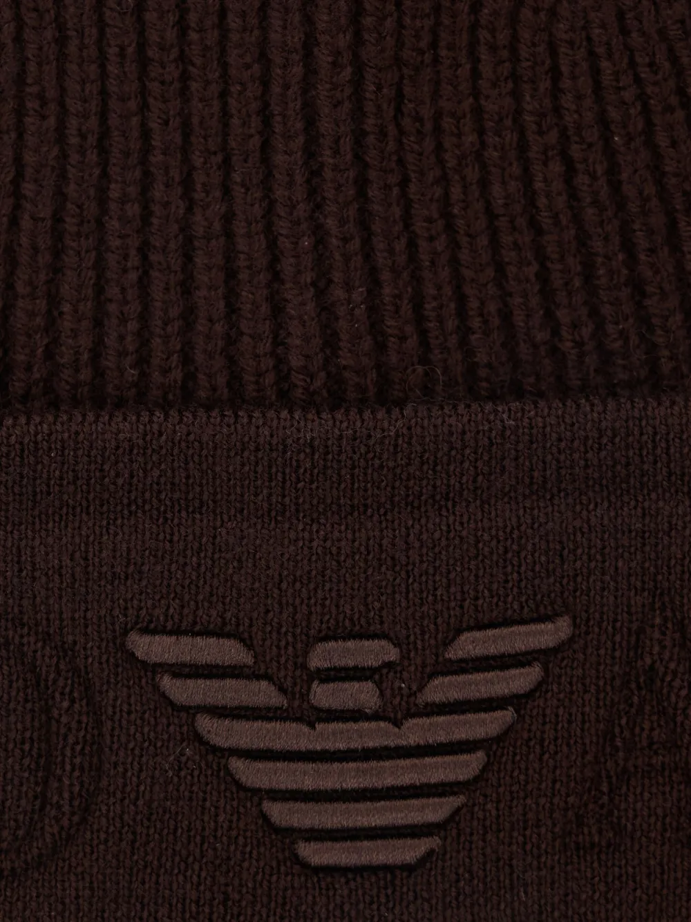 Emporio Armani Geribbelde muts met geborduurd logo Bruin