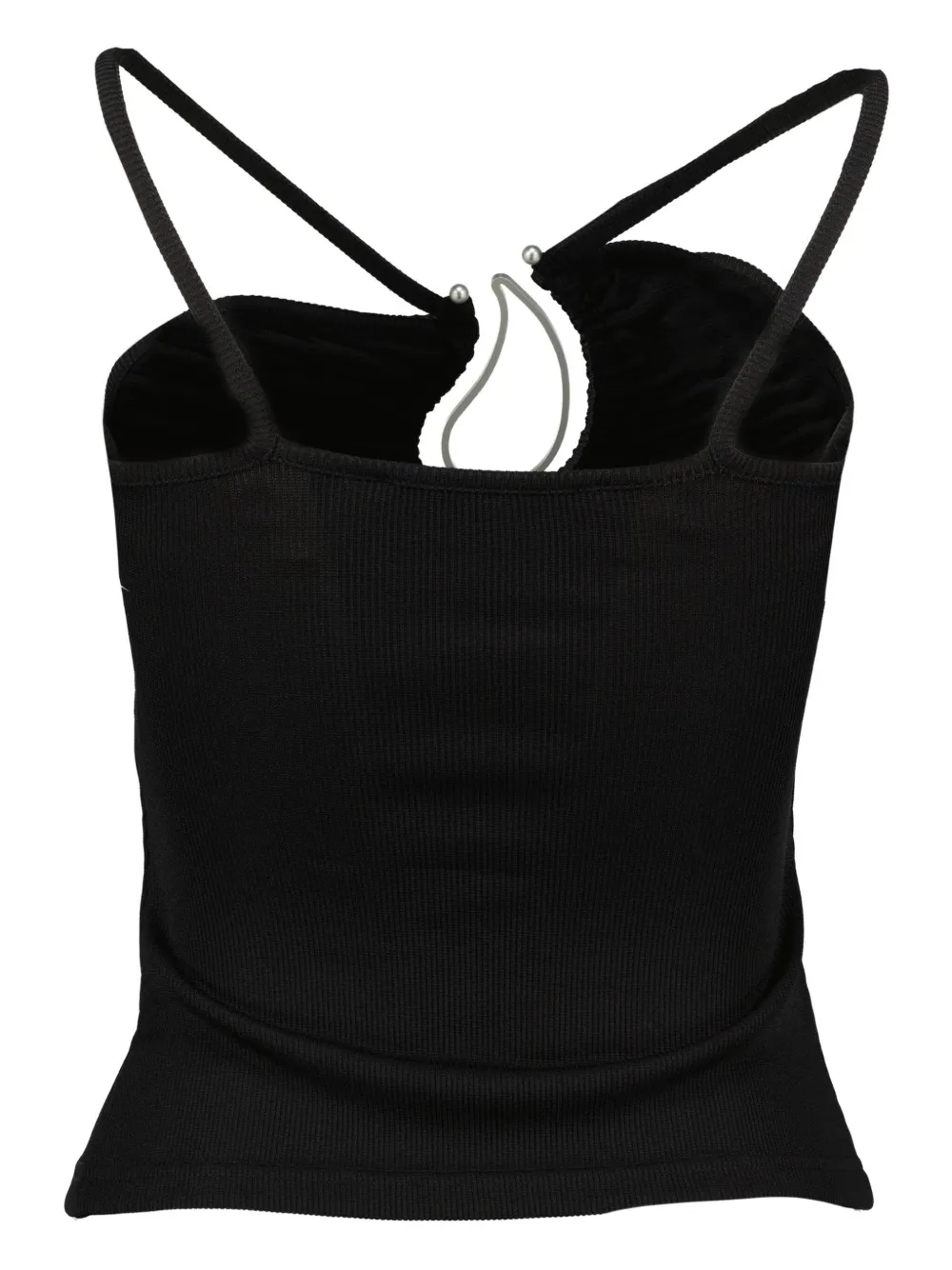 Christopher Esber Asymmetric-strap Ribbed Top In Black