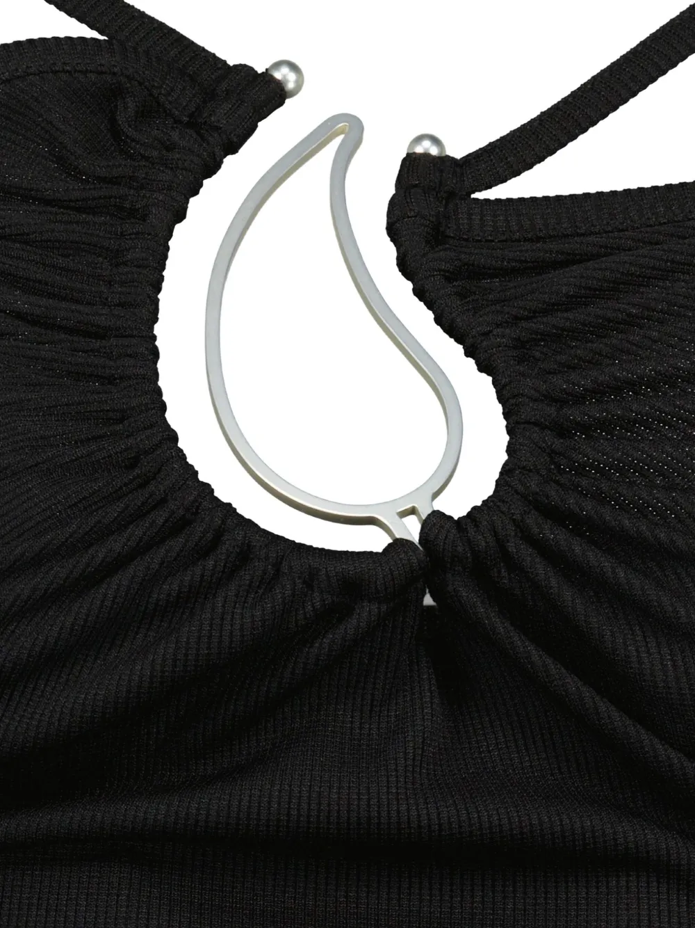 Christopher Esber Asymmetric-strap Ribbed Top In Black