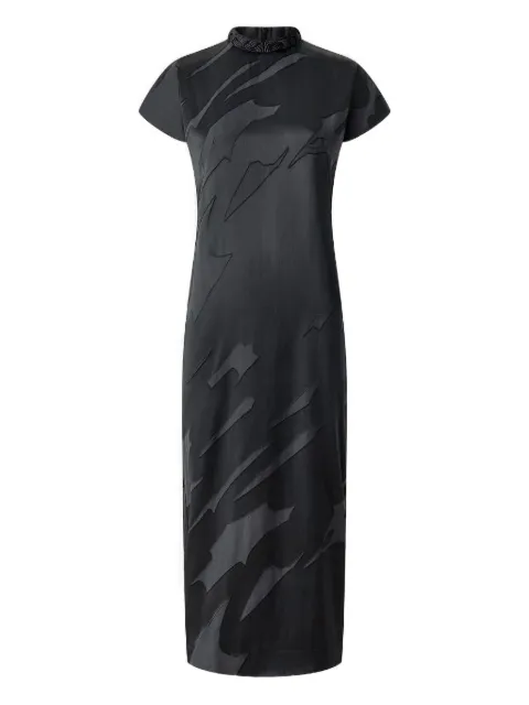 Shanghai Tang jacquard-pattern braided-neck dress
