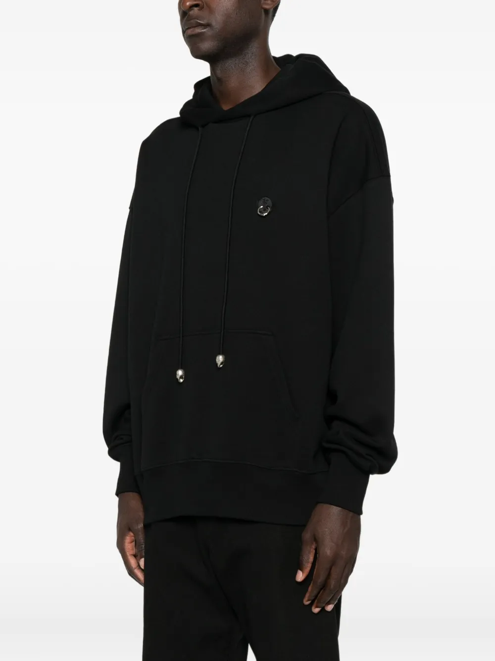 John Richmond Black Hooded Sweatshirt With Ribbed Cuffs In Black