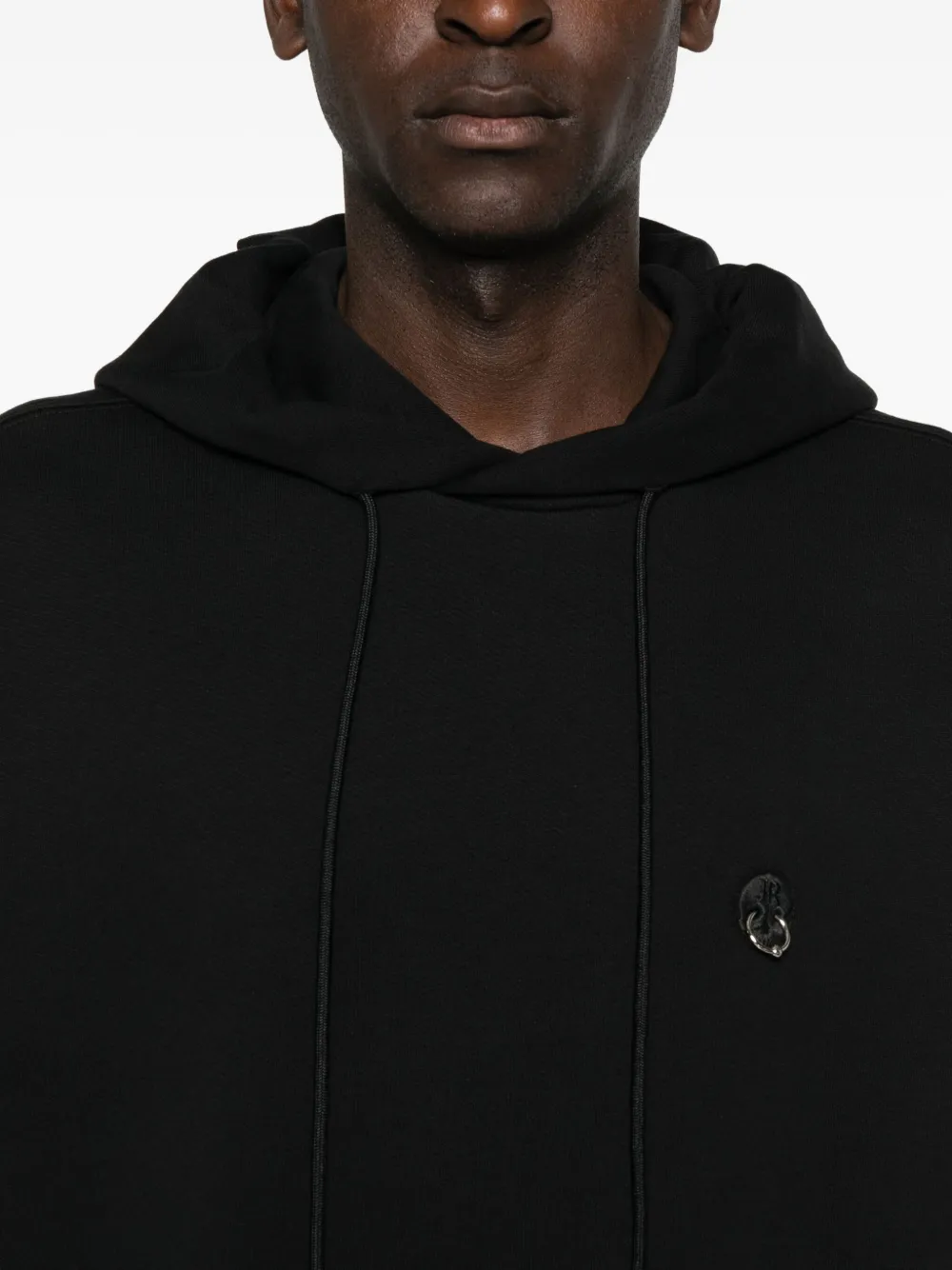 John Richmond Black Hooded Sweatshirt With Ribbed Cuffs In Black