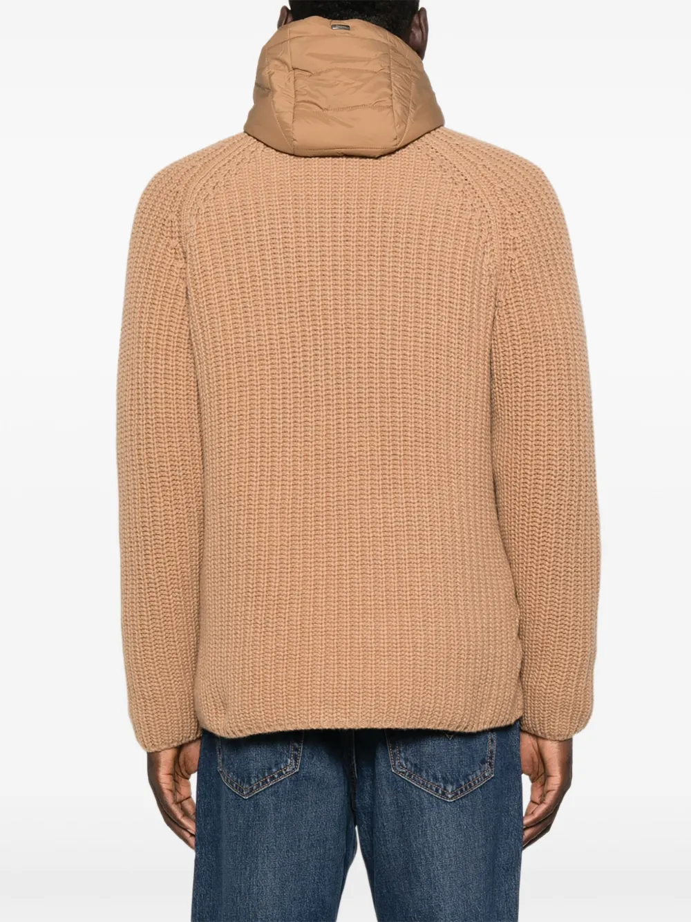 Herno Ribgebreid jack met capuchon Beige