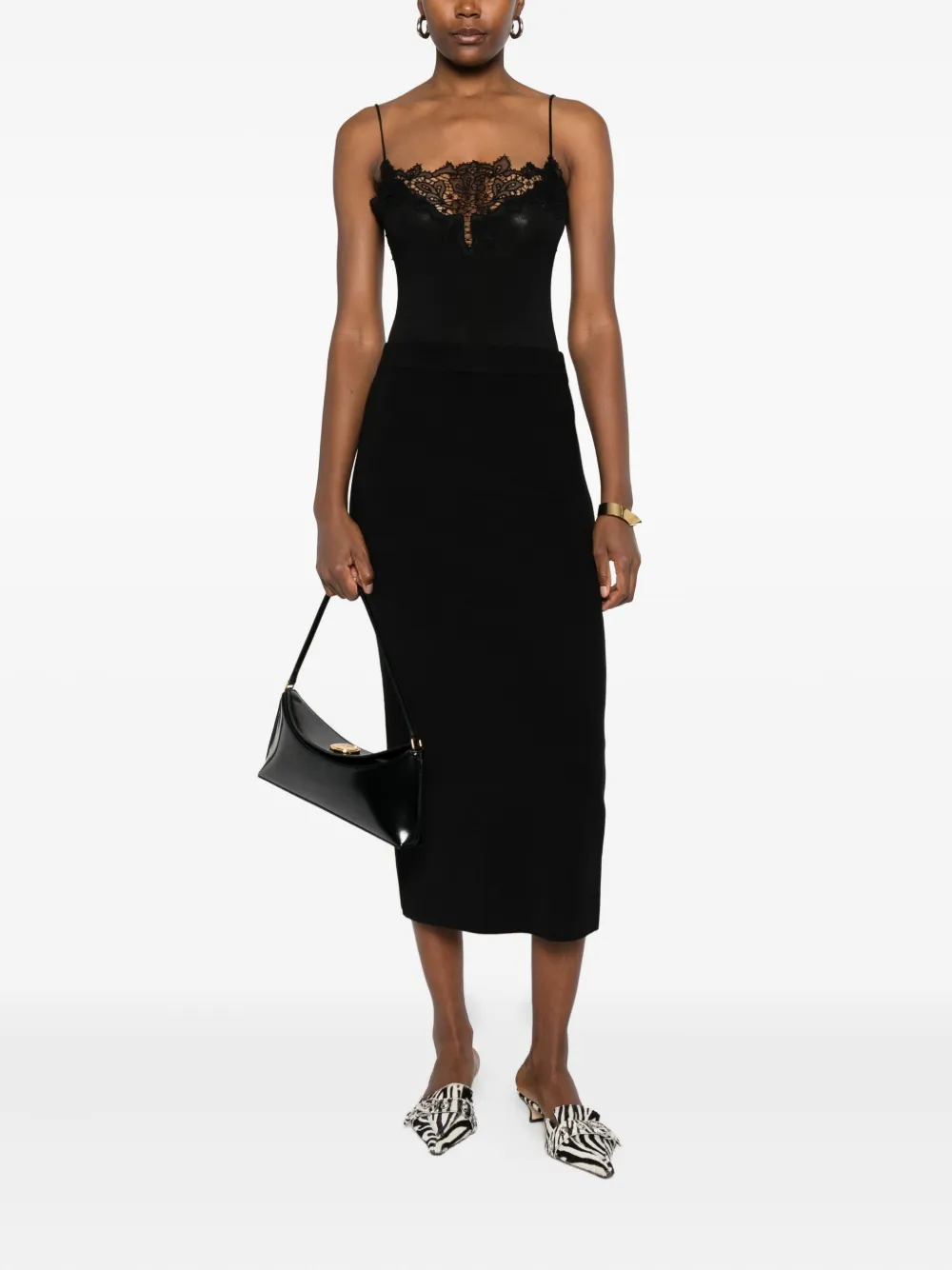 ERMANNO SCERVINO レースドッキング　チュニック　黒　42 ERMANNO SCERVINO レースドッキング チュニック 黒 42