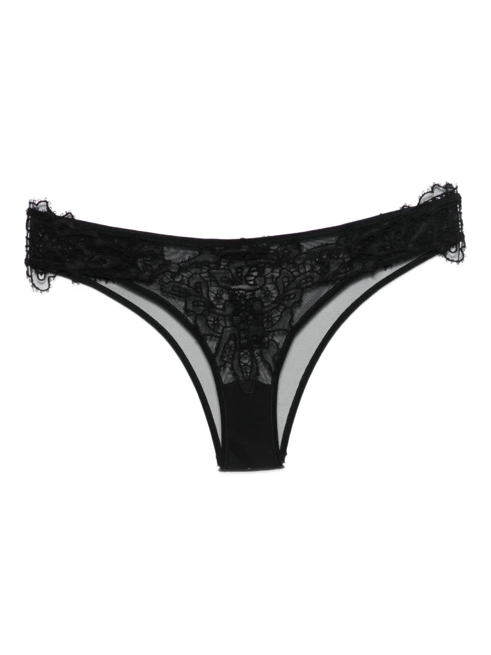 Ermanno Scervino Floral-embellished Briefs In Black