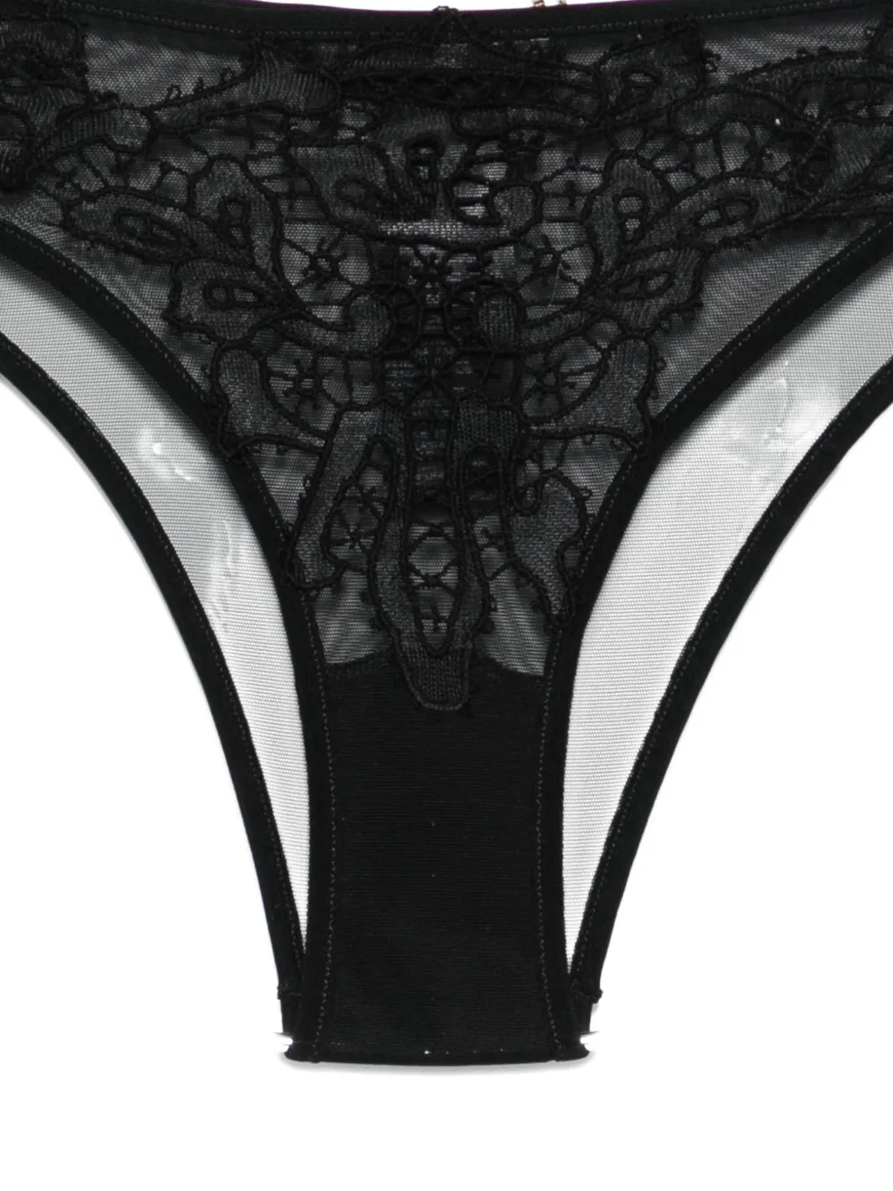 Ermanno Scervino Floral-embellished Briefs In Black