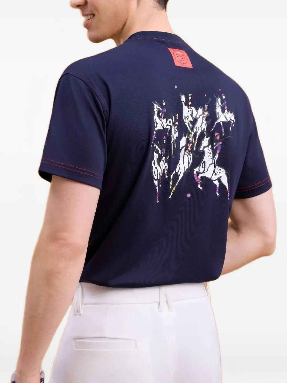 Shanghai Tang Equestrian-print Cotton T-shirt In Black