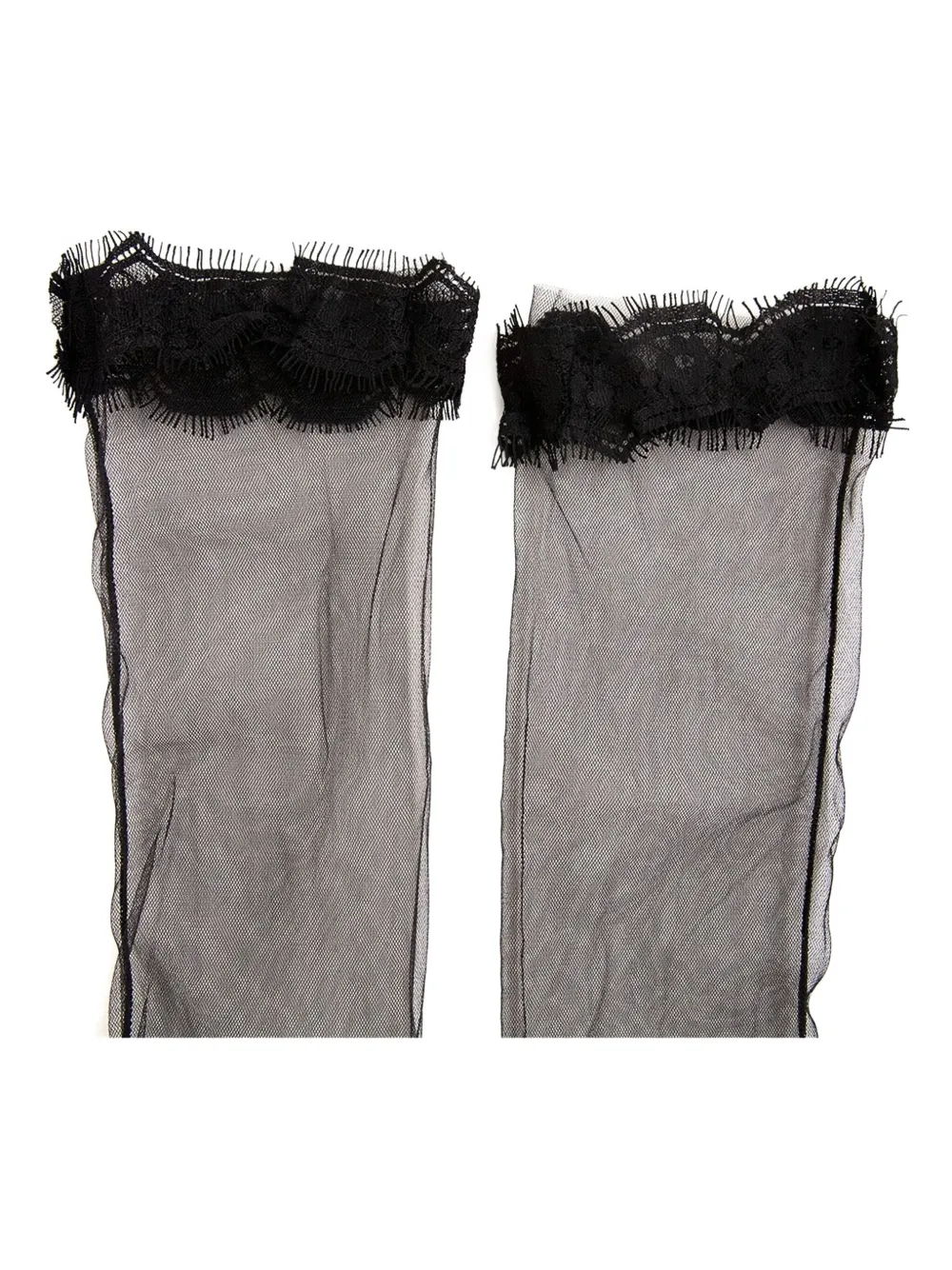Fun Flamingo lace-trimmed sheer socks | Black | Image 1