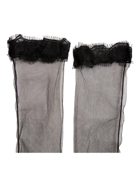Fun Flamingo lace-trimmed sheer socks