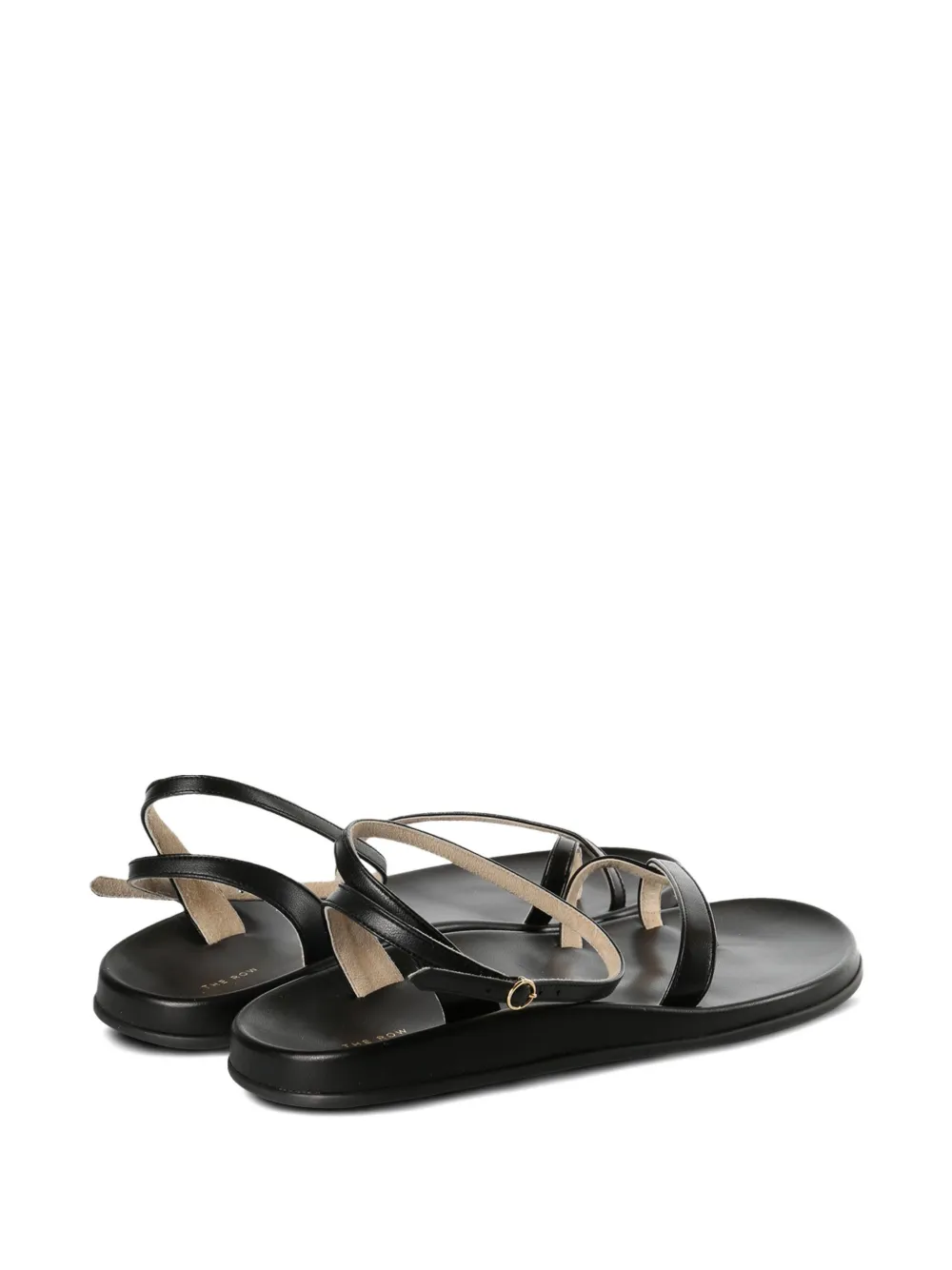 The Row Leather Cross-strap Sandals In Black