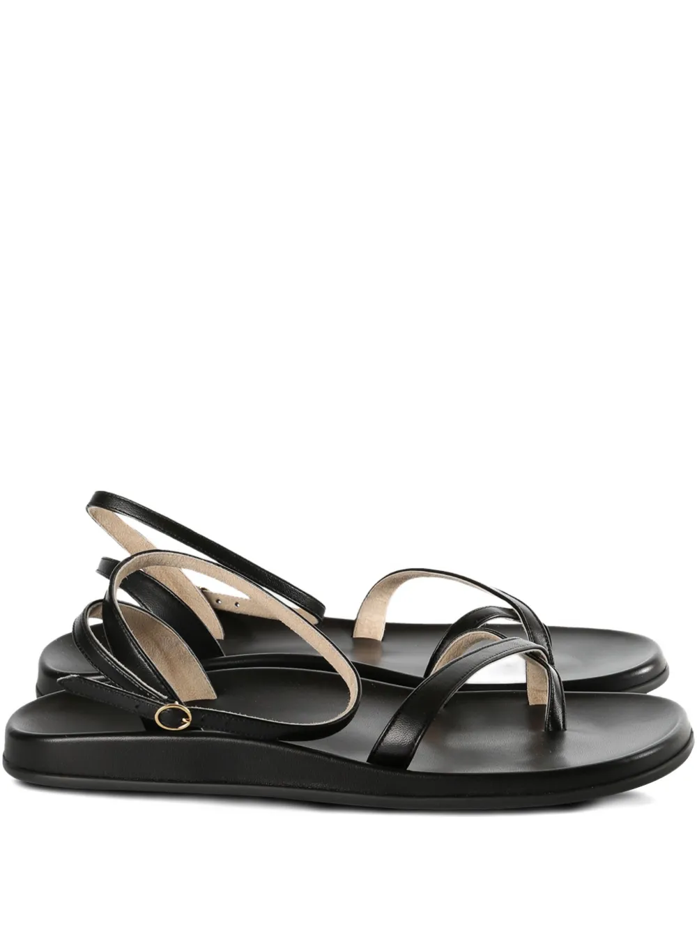 The Row leather cross-strap sandals | Black | Image 1