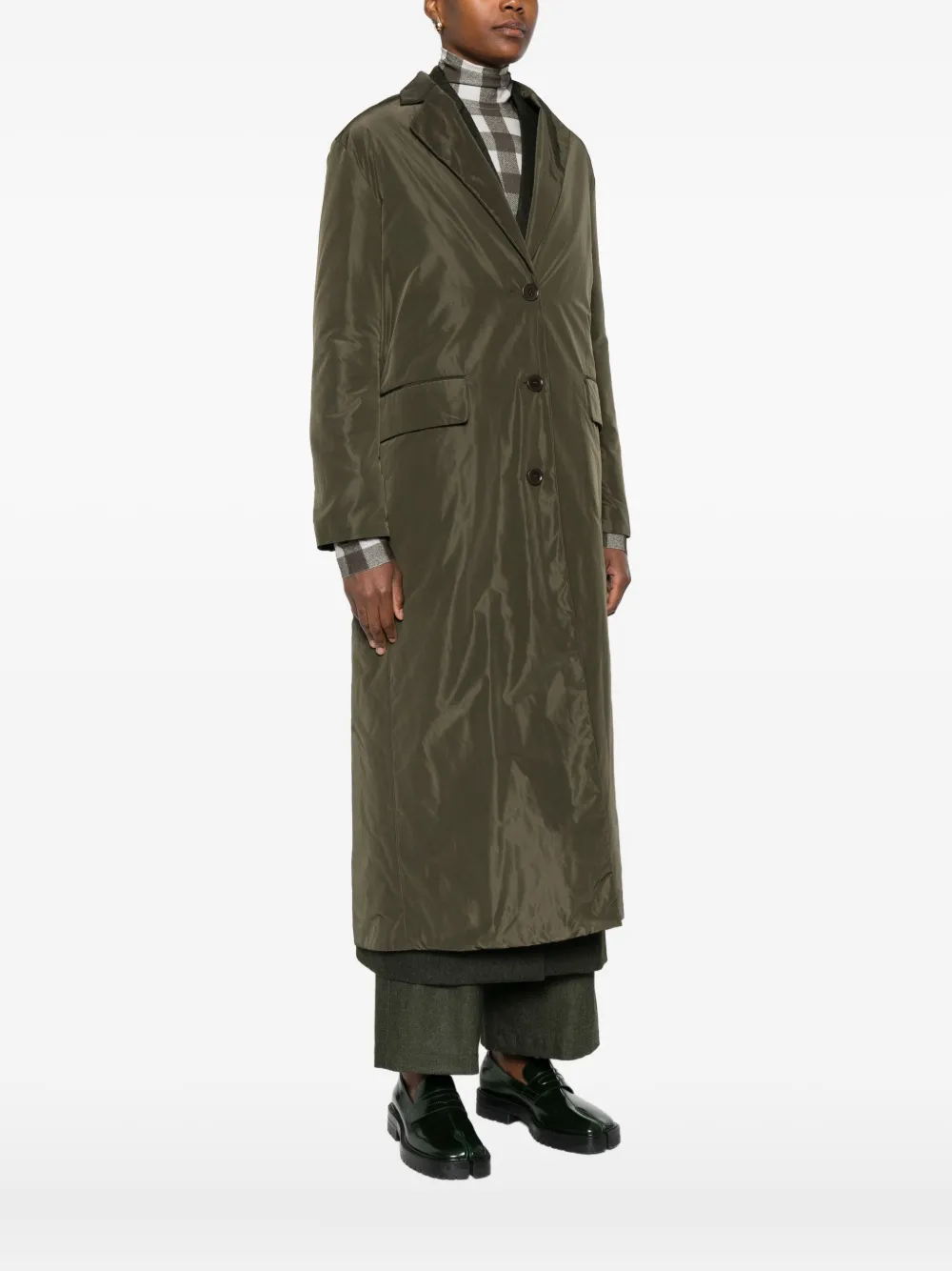 Aspesi Button-fastening Coat In Green
